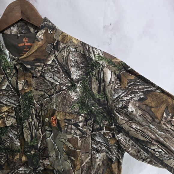 Game Winner Shirt Mens Large Camo Long Sleeve Cotton Button Up Realtree Hunting - Picture 7 of 8
